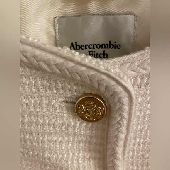 New Abercrombie &Fitch Collarless Tweed Women's Jacket. Cream (off white). M - Picture 7 of 14